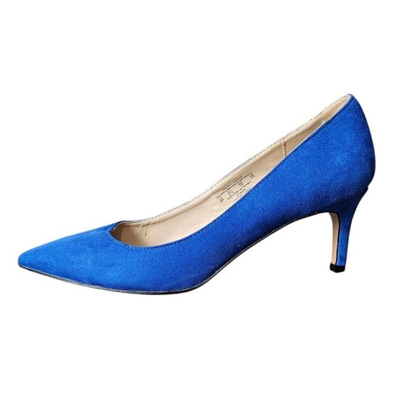 Covington Penelope Suede Small Heel Blue Pump - Picture 1 of 10